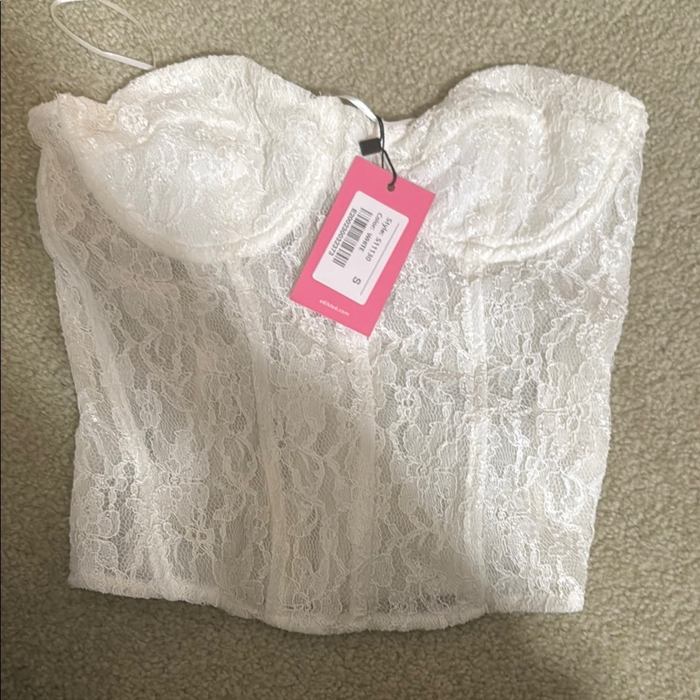 White Lace Bustier Top